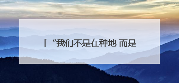 “我们不是在种地 而是在经营土地的无限可能”