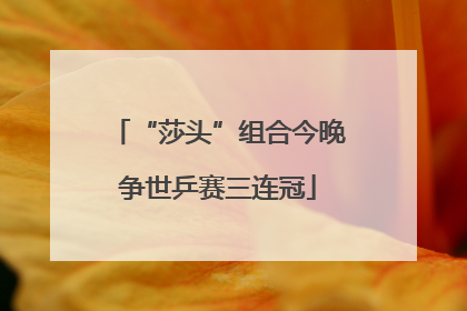 “莎头”组合今晚争世乒赛三连冠