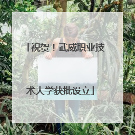 祝贺！武威职业技术大学获批设立