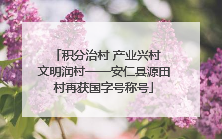 积分治村 产业兴村 文明润村——安仁县源田村再获国字号称号