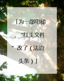 为一部电梯，“红头文件”改了（法治头条）