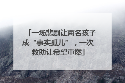 一场悲剧让两名孩子成“事实孤儿”，一次救助让希望重燃