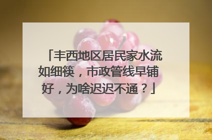 丰西地区居民家水流如细筷，市政管线早铺好，为啥迟迟不通？
