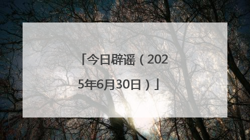 今日辟谣（2025年6月30日）