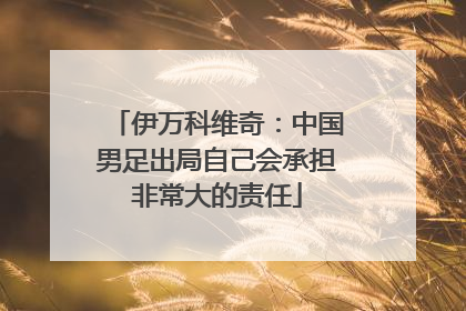 伊万科维奇：中国男足出局自己会承担非常大的责任