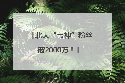 北大“韦神”粉丝破2000万！
