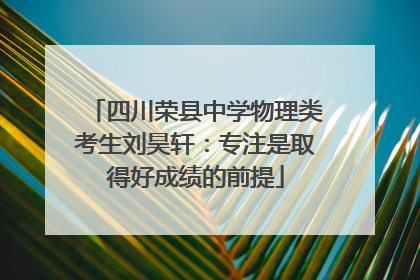 四川荣县中学物理类考生刘昊轩：专注是取得好成绩的前提