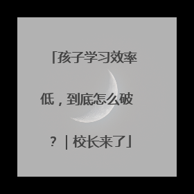 孩子学习效率低，到底怎么破？｜校长来了
