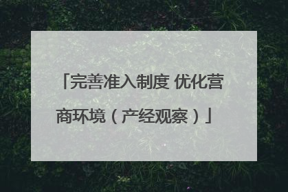 完善准入制度 优化营商环境（产经观察）