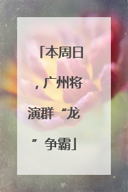 本周日，广州将演群“龙”争霸