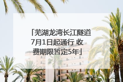 芜湖龙湾长江隧道7月1日起通行 收费期限暂定5年
