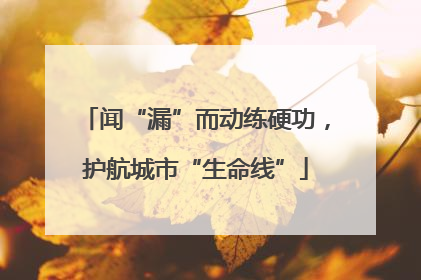 闻“漏”而动练硬功，护航城市“生命线”