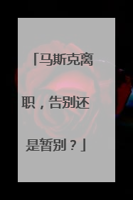 马斯克离职，告别还是暂别？