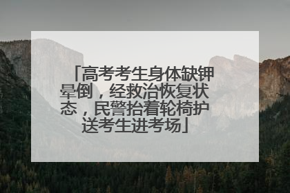 高考考生身体缺钾晕倒，经救治恢复状态，民警抬着轮椅护送考生进考场
