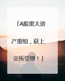 A股重大资产重组，获上交所受理！